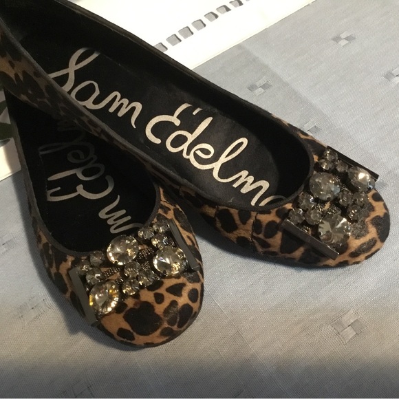 🌹HOST PICK-SAM EDELMAN TOE BEJEWELED LEOPARD PRINT BALLET FLATS/SZ 7.5 - Picture 9 of 9
